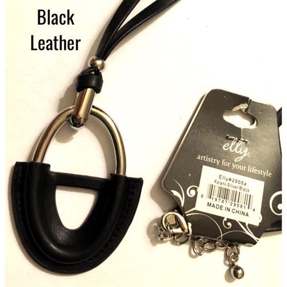 Long Leather Pendant Sweater Statement Necklace - Picture 5 of 5